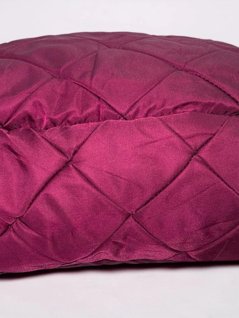 Prada Quilted Nylon Chain Shoulder Bag Burgundy Fuchsia Silver Hardware